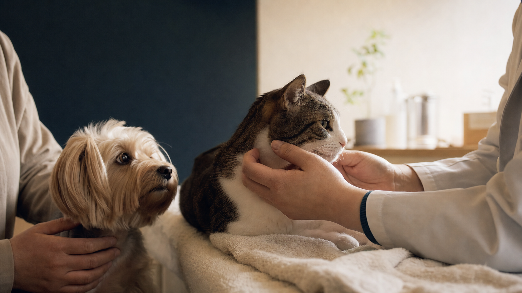 犬の体調をやさしく確認する診療イメージ